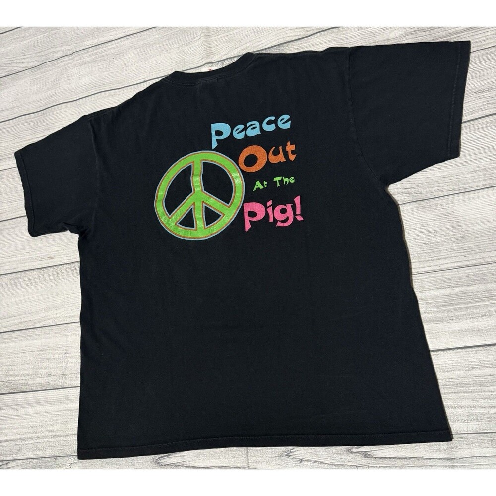 Piggly Wiggly T Shirt 2009 Luka MS Peace Out At The Pig Size XL Hippie Vibes